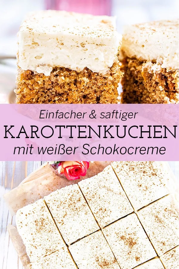 Saftiger Karottenkuchen mit weißer Schokocreme