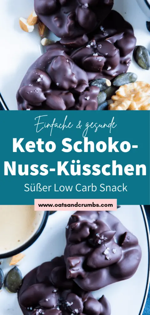 Keto-Schoko-Nuss-Küsschen auf einem weißen Teller mit einem Espresso