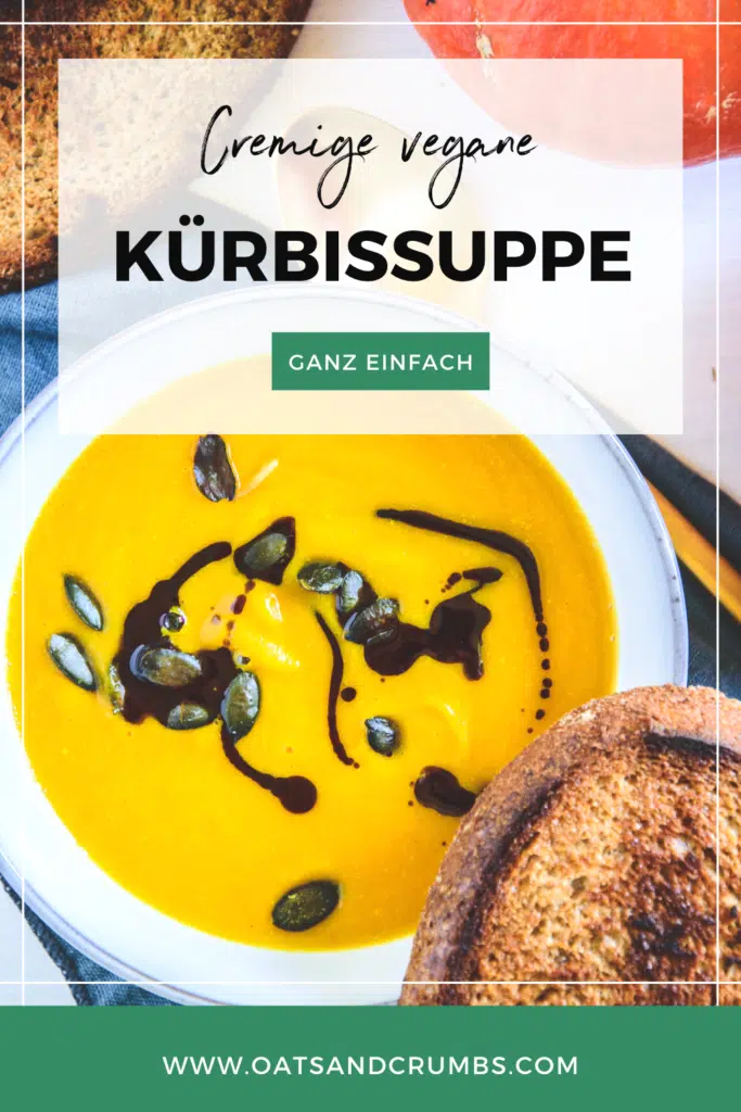 Pinterest-Grafik für cremige vegane Kürbissuppe