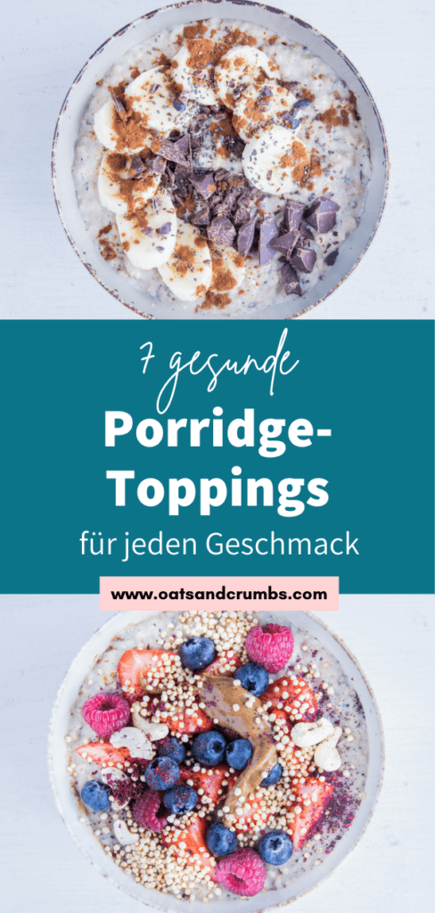 Grafik für Pinterest mit Bildern von Porridge-Toppings