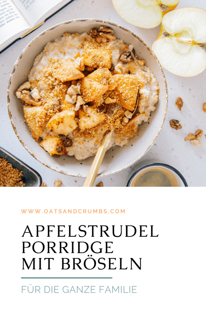 Pinterest-Grafik für Apfelstrudel-Porridge