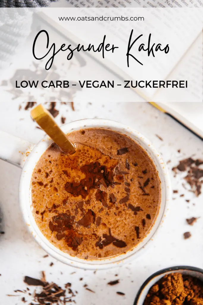 Pinterest Grafik von gesundem, veganen und zuckerfreiem Kakao mit Aufschrift