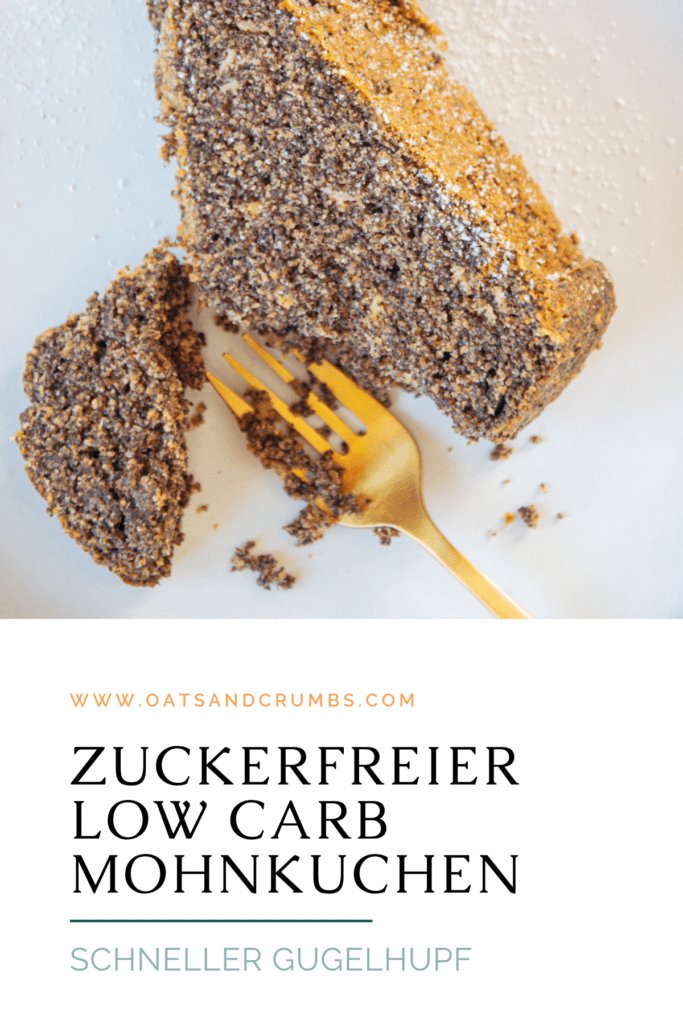 Pinterest-Grafik für zuckerfreien Low carb Mohnkuchen