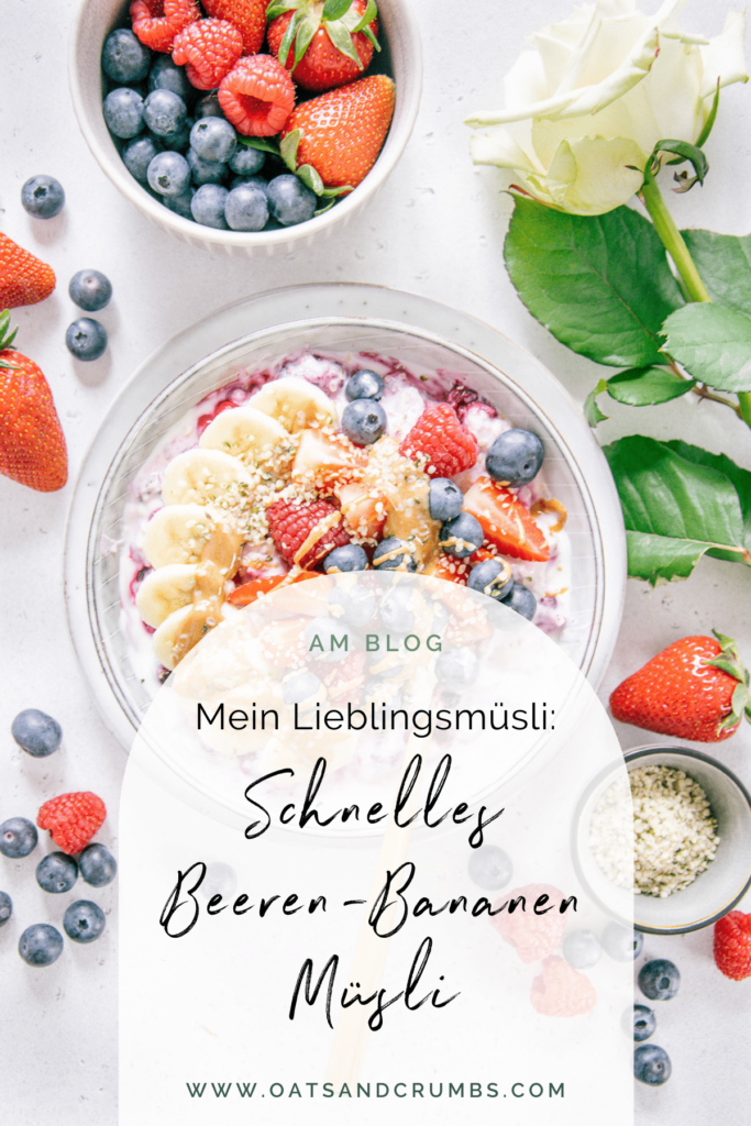 Pinterest-Grafik für Schnelles Beeren-Bananen-Müsli