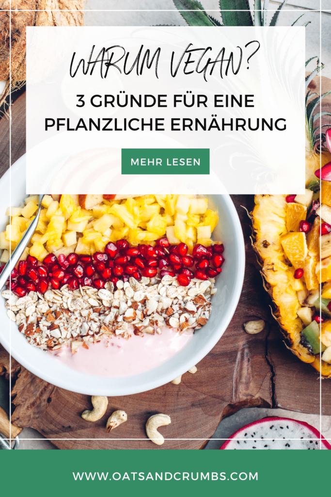 Pinterest-Grafik für den Artikel: "Warum VEGAN? – 3 Gründe für eine pflanzliche Ernährung"