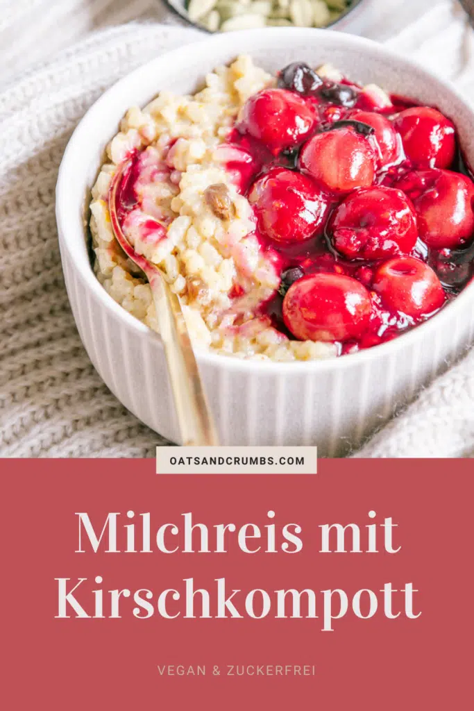 Pinterest-Grafik zum Rezept für Milchreis mit Kirschkompott.