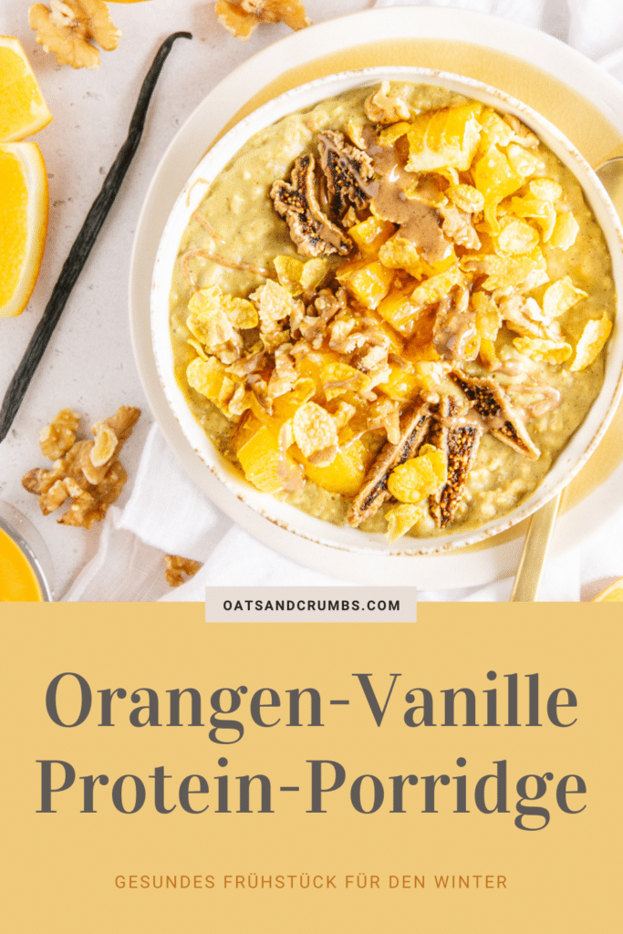 Pinterest-Grafik zum Rezept für Orangen-Vanille Protein-Porridge