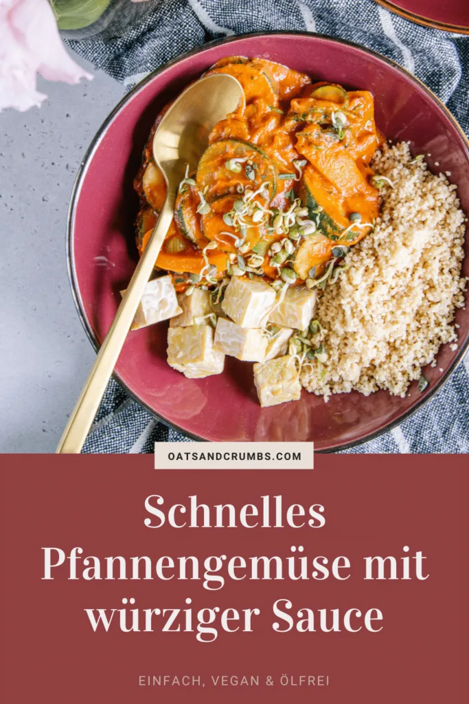 Pinterest-Grafik zum Rezept für Schnelles Pfannengemüse mit würziger Sauce