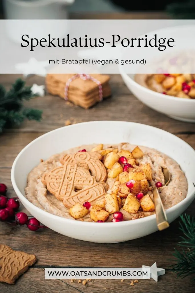 Spekulatius-Porridge mit Bratapfel und Granatapfelkernen