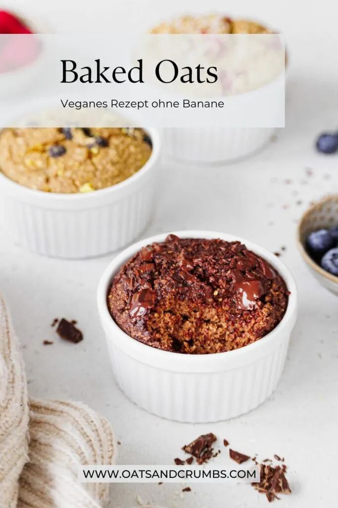 Pinterest-Grafik mit Foto von Baked Oats ohne Banane