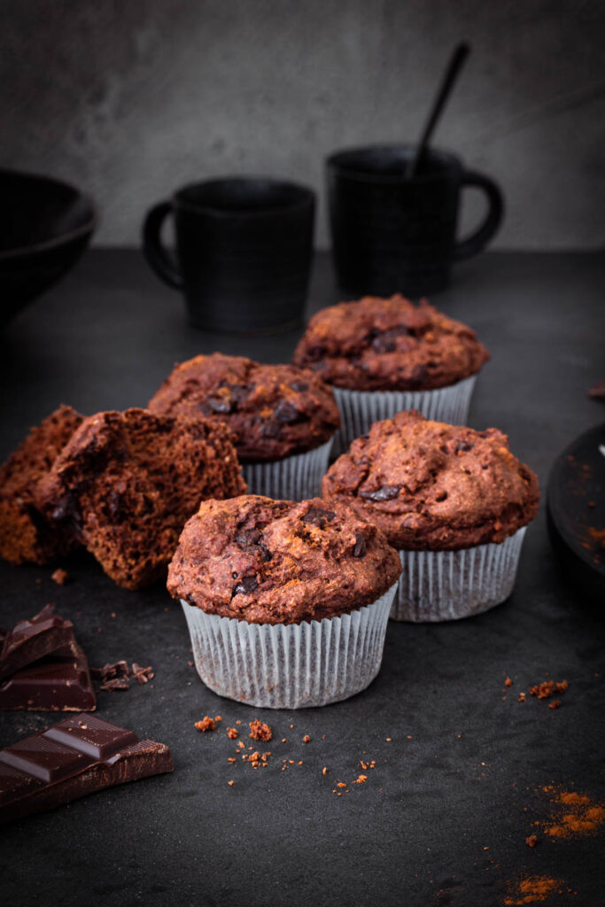 Schokomuffins ohne tierische Zutaten.