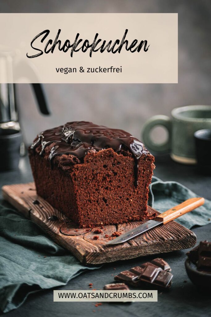 Pinterest-Grafik zum Rezept für Schokokuchen ohne Zucker (vegan)