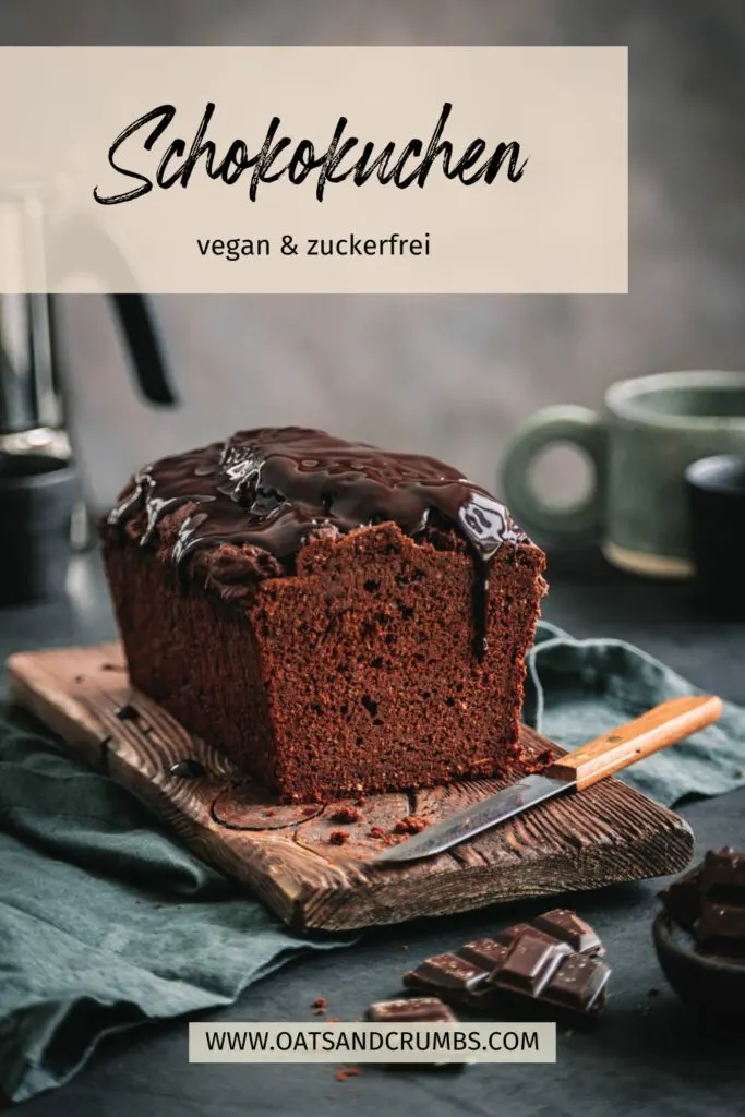 Pinterest-Grafik zum Rezept für Schokokuchen ohne Zucker (vegan)