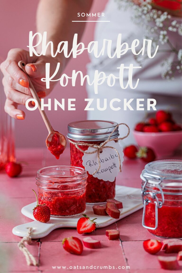 Schnelles Rhabarberkompott ohne Zucker (mit Erdbeeren)