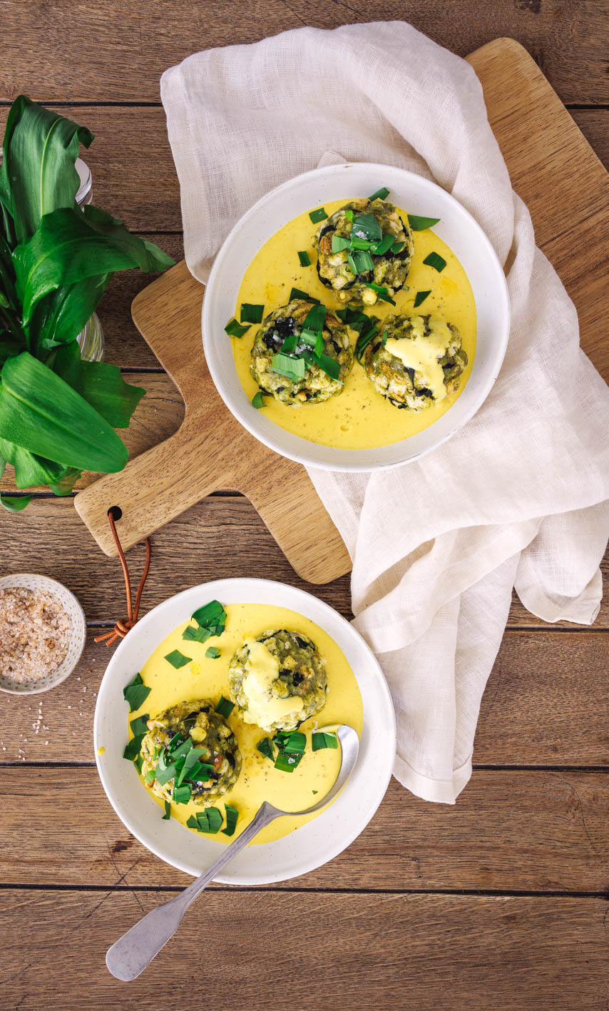 Bärlauchknödel mit Käsesauce und Feta // Rezept Bärlauchknödel mit Käsesauce und Feta // Rezept