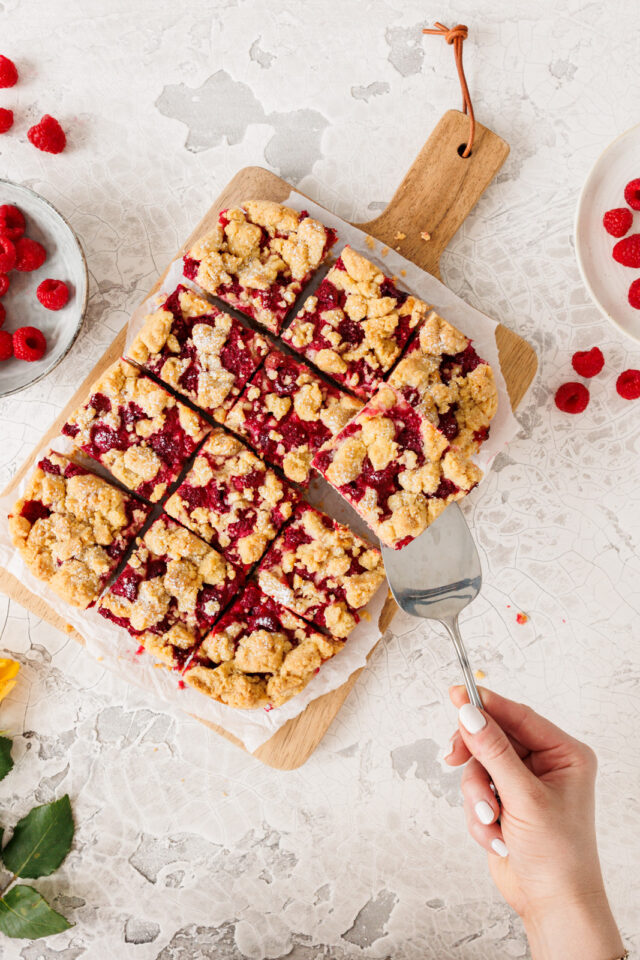 Einfacher Himbeer-Streuselkuchen vom Blech