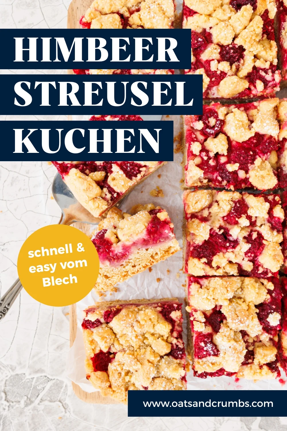 Einfacher Himbeer-Streuselkuchen vom Blech.