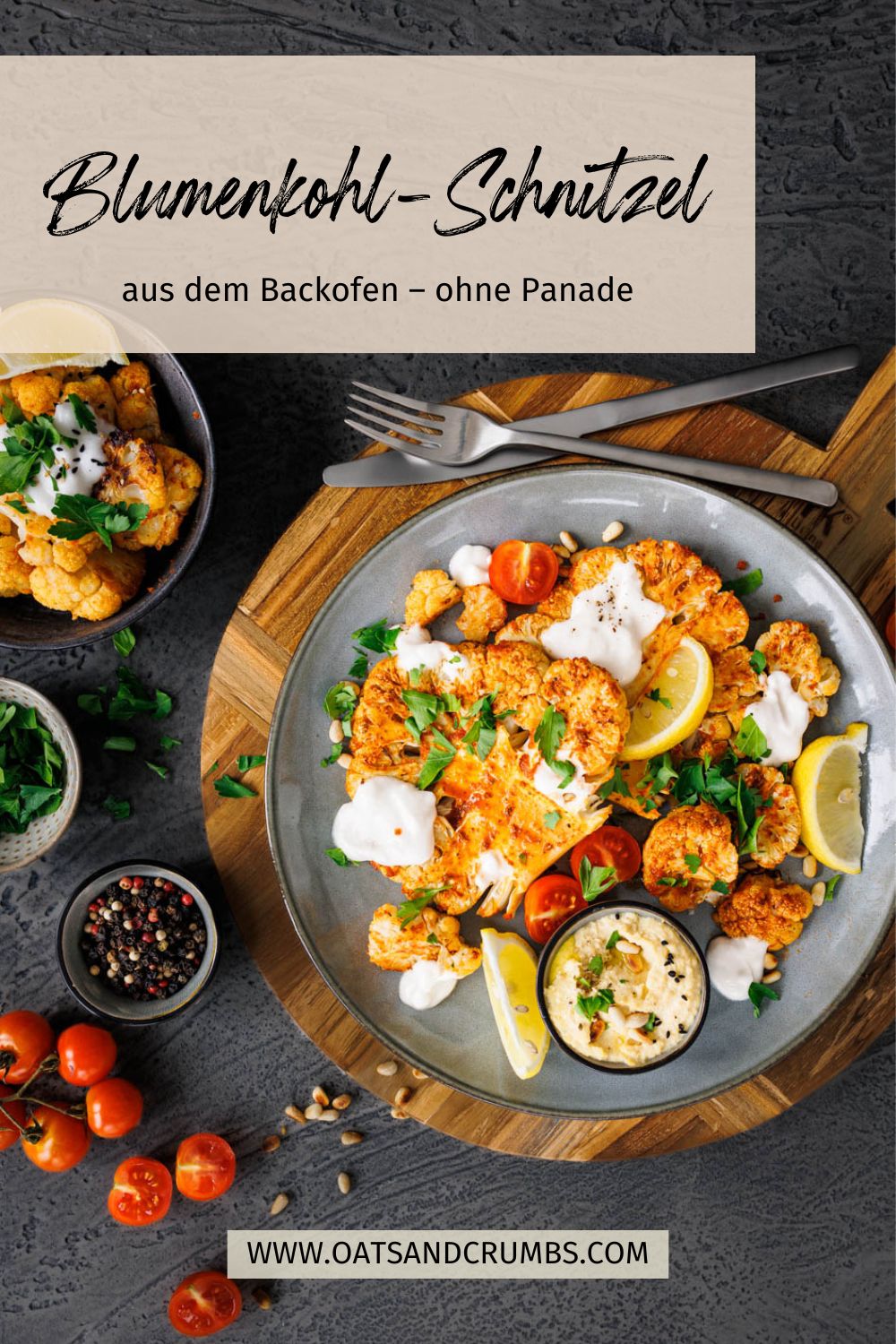 Einfache Blumenkohl-Schnitzel aus dem Backofen // Rezept