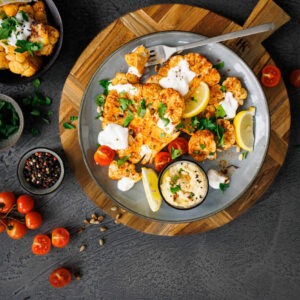 Gesunde Blumenkohl-Schnitzel ohne Panade.