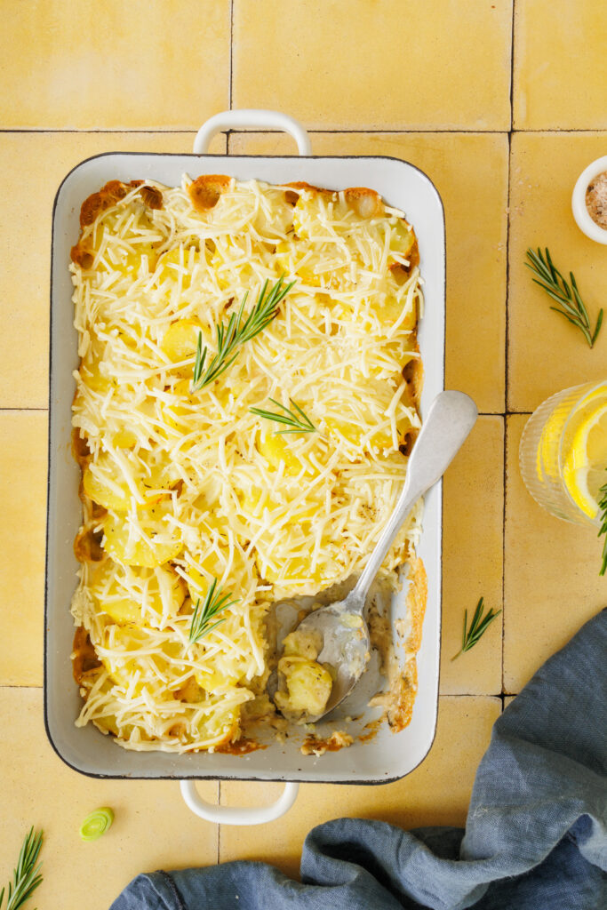 Schnelles Kartoffelgratin mit gekochten Kartoffeln