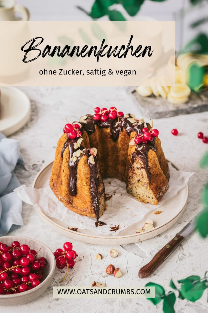 Saftiger Bananenkuchen ohne Zucker // vegan &amp; einfach