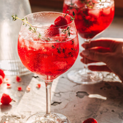 Food Fotografie: Himbeer-Granatapfel-Gin-Fizz.