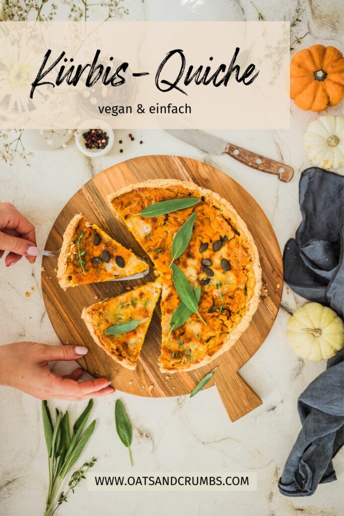 Einfache vegane Kürbis-Quiche.