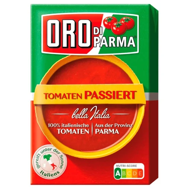 Produktfoto passierte Tomaten von Oro di Parma.