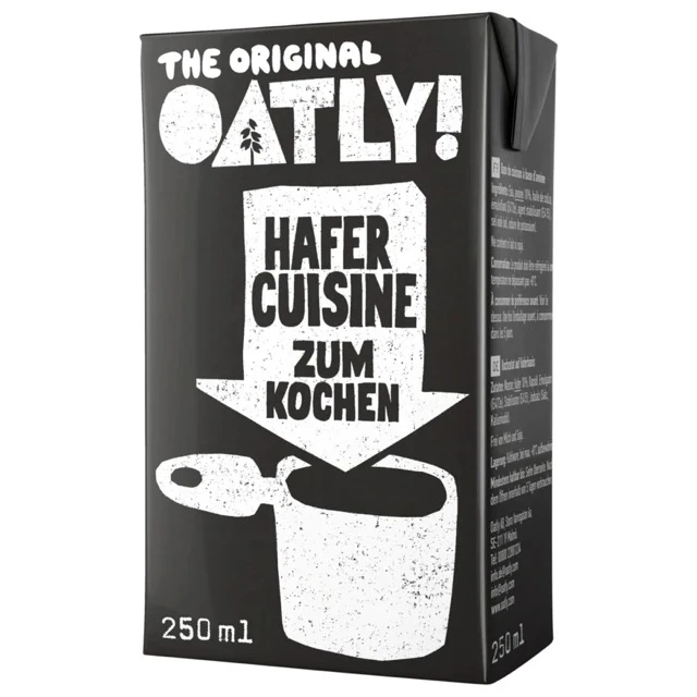 Produktfoto vegane Sahne zum Kochen von Oatly.