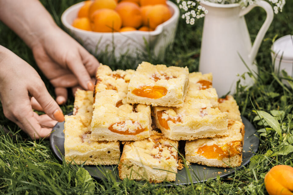 Aprikosenkuchen vom Blech – mit Quark und Streuseln | Oats and Crumbs Aprikosenkuchen vom Blech – mit Quark und Streuseln | Oats and Crumbs