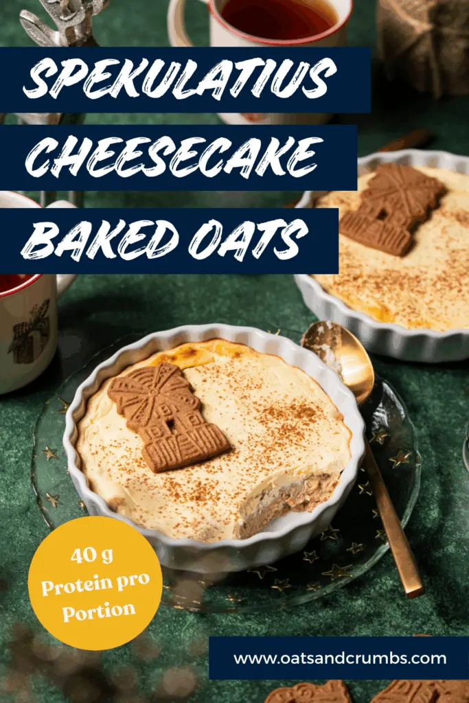 Pinterest-Grafik zum Rezept f&uuml;r Spekulatius-Cheesecake Baked Oats.