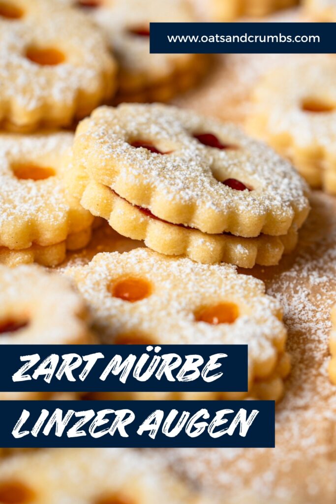 Rezept f&uuml;r zart m&uuml;rbe Linzer Augen mit Marillenmarmelade.